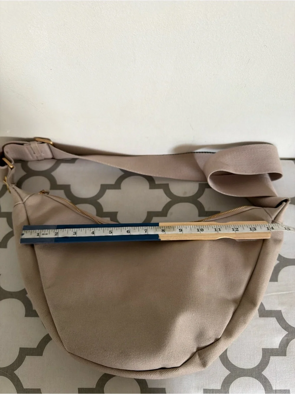 Minimalist Taupe Crossbody Bag with Adjustable Strap